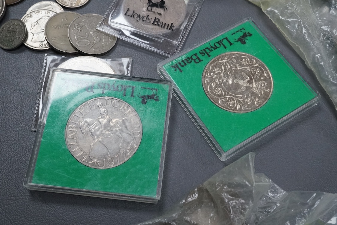 A collection of coins including pre 1947 Halfcrowns, Florins, shillings etc.